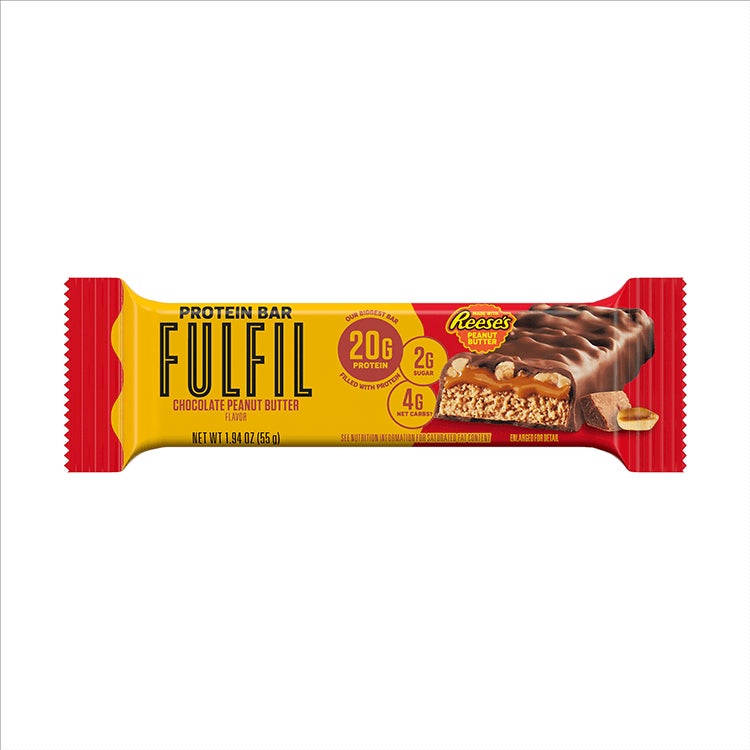 large fulfil chocolate peanut butter with reeses flavor protein bar