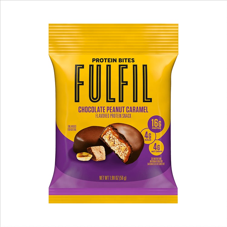standard bag of fulfil chocolate peanut caramel flavor protein bites