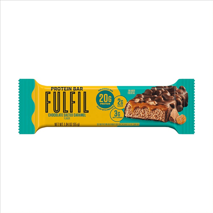 large fulfil chocolate salted caramel flavor protein bar