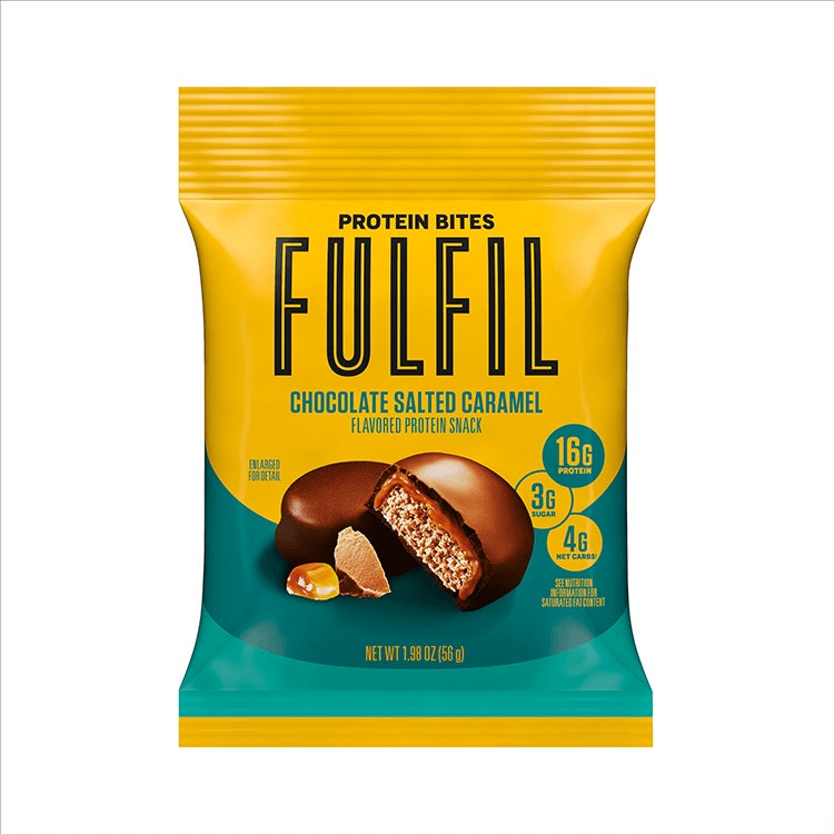 standard bag of fulfil chocolate salted caramel flavor protein bites