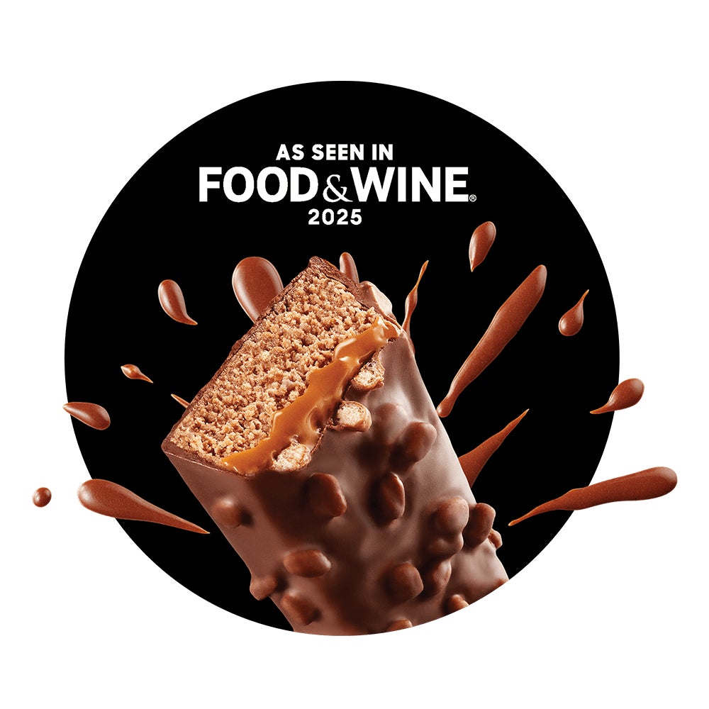 unwrapped fulfil chocolate salted caramel protein bar beside chocolate drips