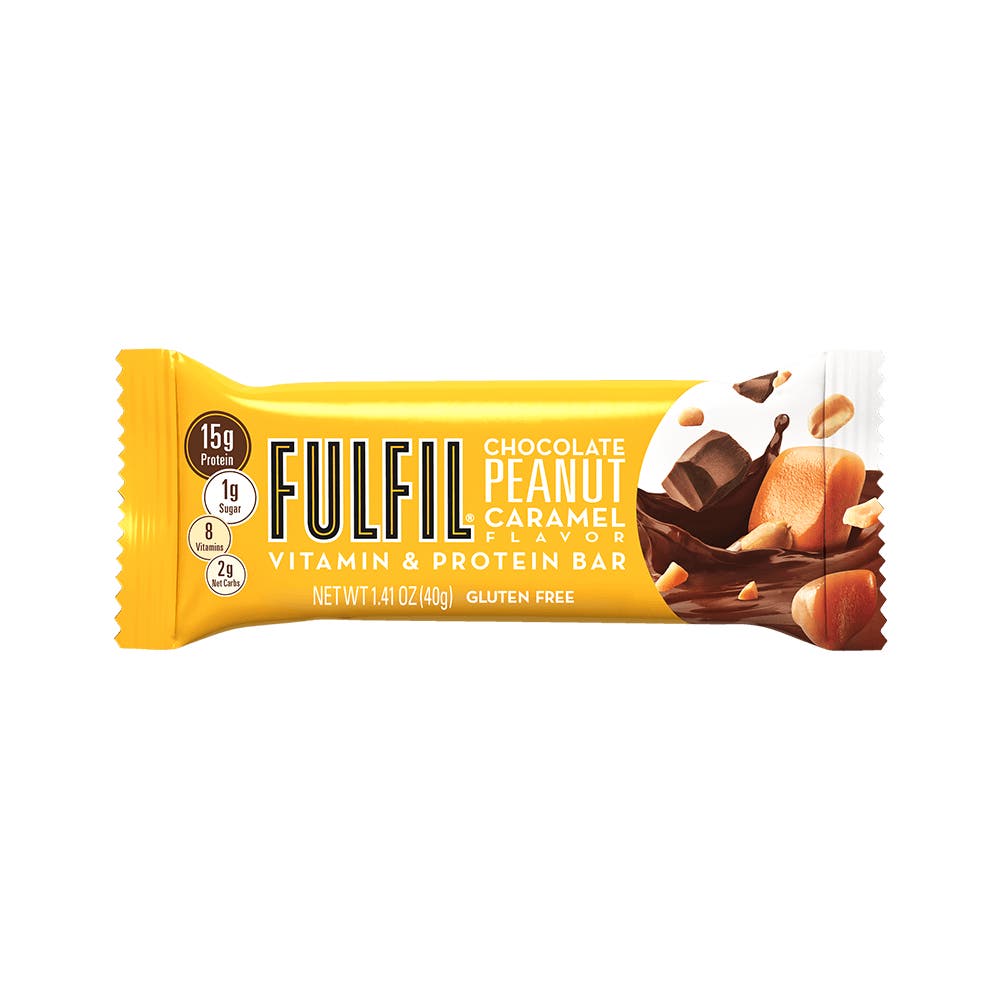 FULFIL Chocolate Peanut Caramel Flavor Vitamin & Protein Bars, 1.41 oz, 12 count box - Out of Package