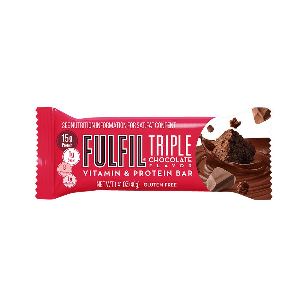 FULFIL Triple Chocolate Flavor Vitamin & Protein Bar, 1.41 oz - Front of Package