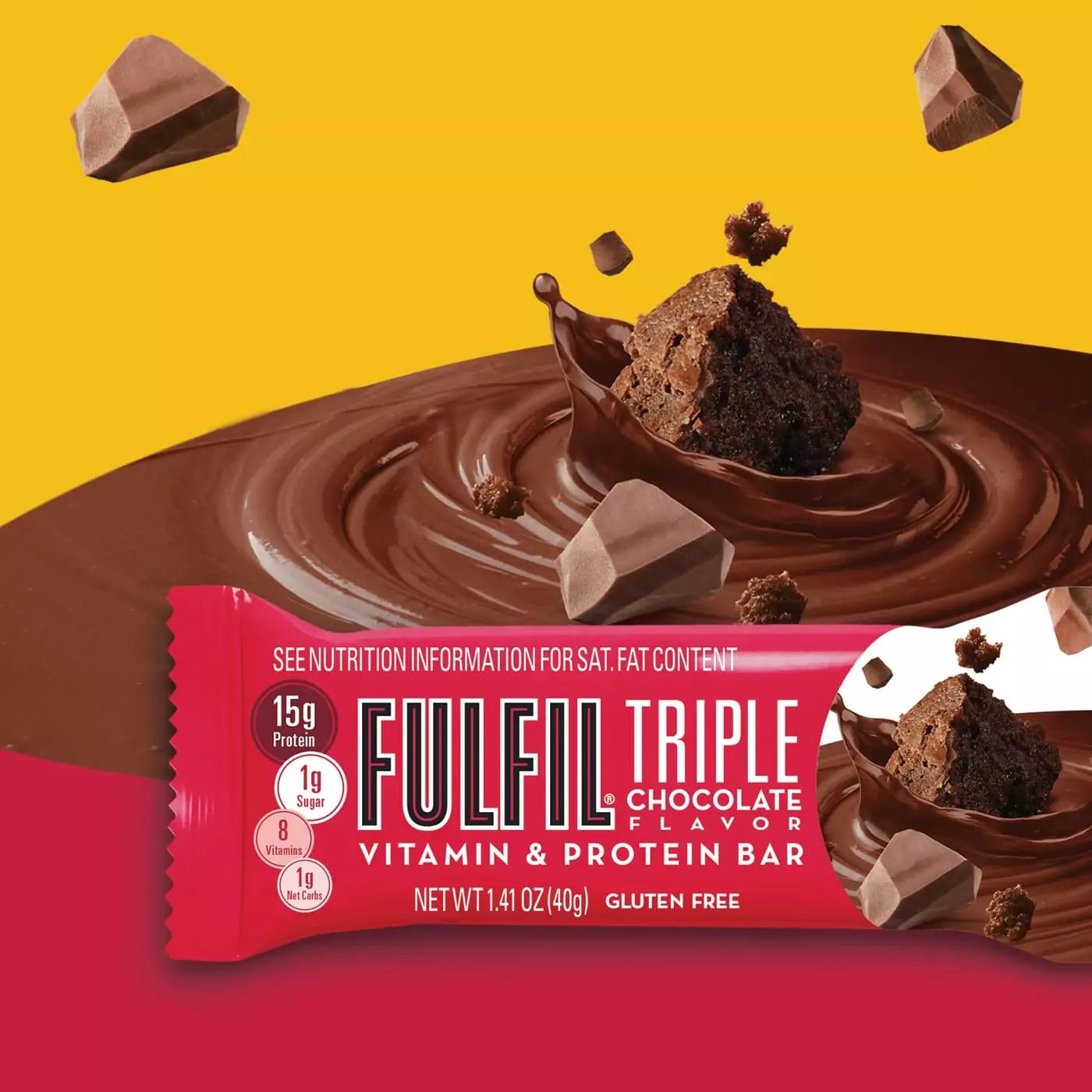 FULFIL Triple Chocolate Flavor Vitamin & Protein Bar, 1.41 oz - Lifestyle